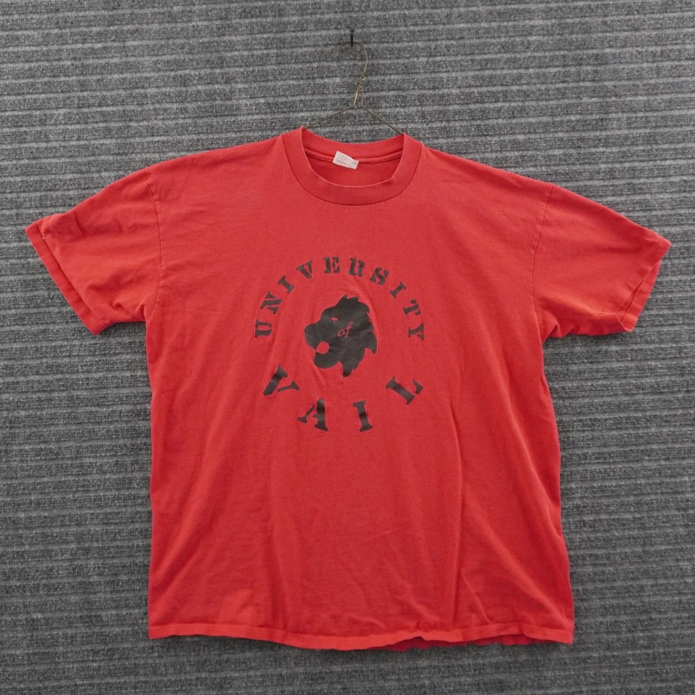 Vintage 80s Stedman University of Vail T-Shirt Mens XL Red Graphic Tee USA Made
